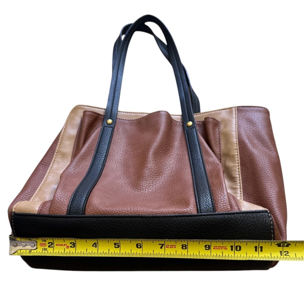 Relic by Fossil Bailey Leather Tote Shoulder Bag Brown Tan Black - Picture 3 of 9